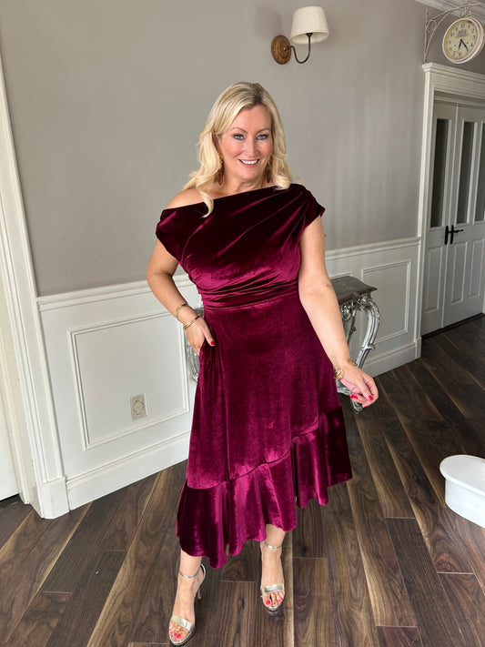 Felicity Dress Berry Velvet - Image unknown