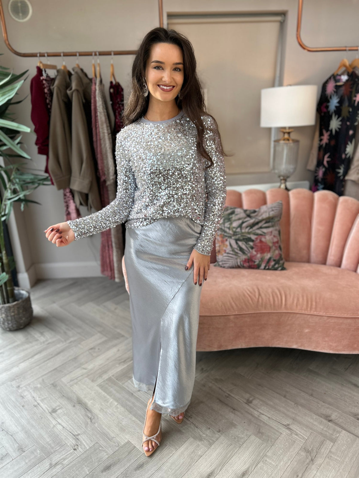 Anais Sequin Top Grey - Image 2