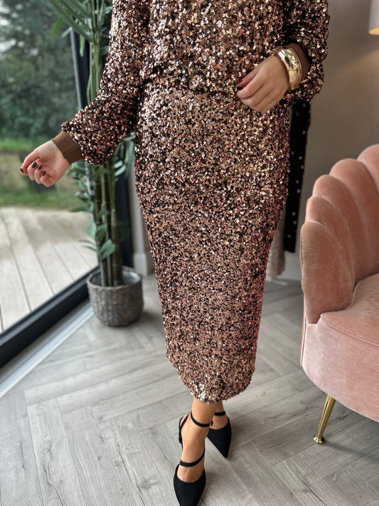 Sandrine Bronze Sequin Skirt - Image unknown