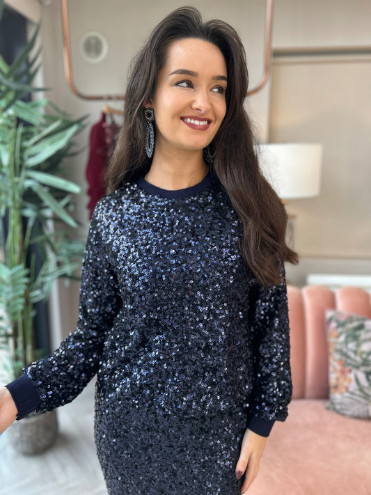 Mena Sparkle Jumper Navy