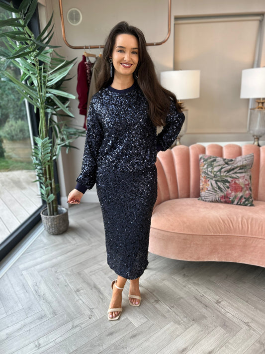 Mena Sparkle Jumper Navy