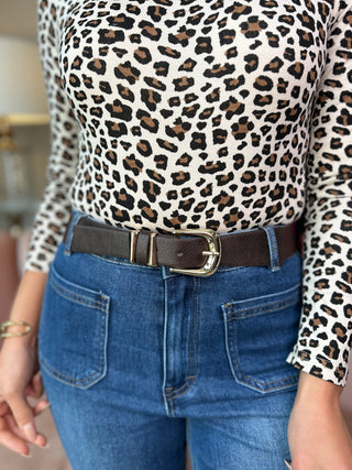 Rhea Gold Buckle Belt Coffee - Image 1