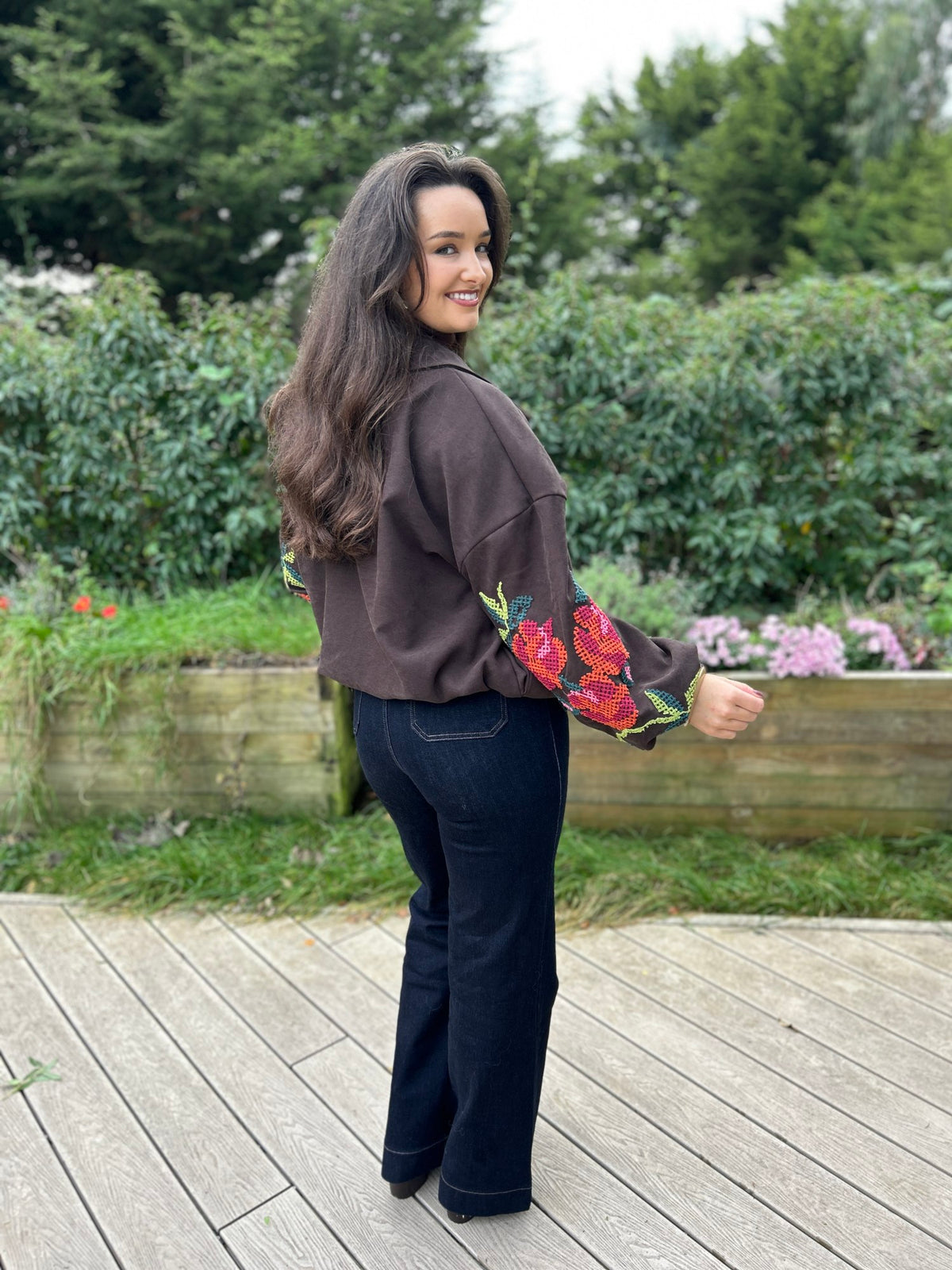 Clara Embroidered Bomber Chocolate