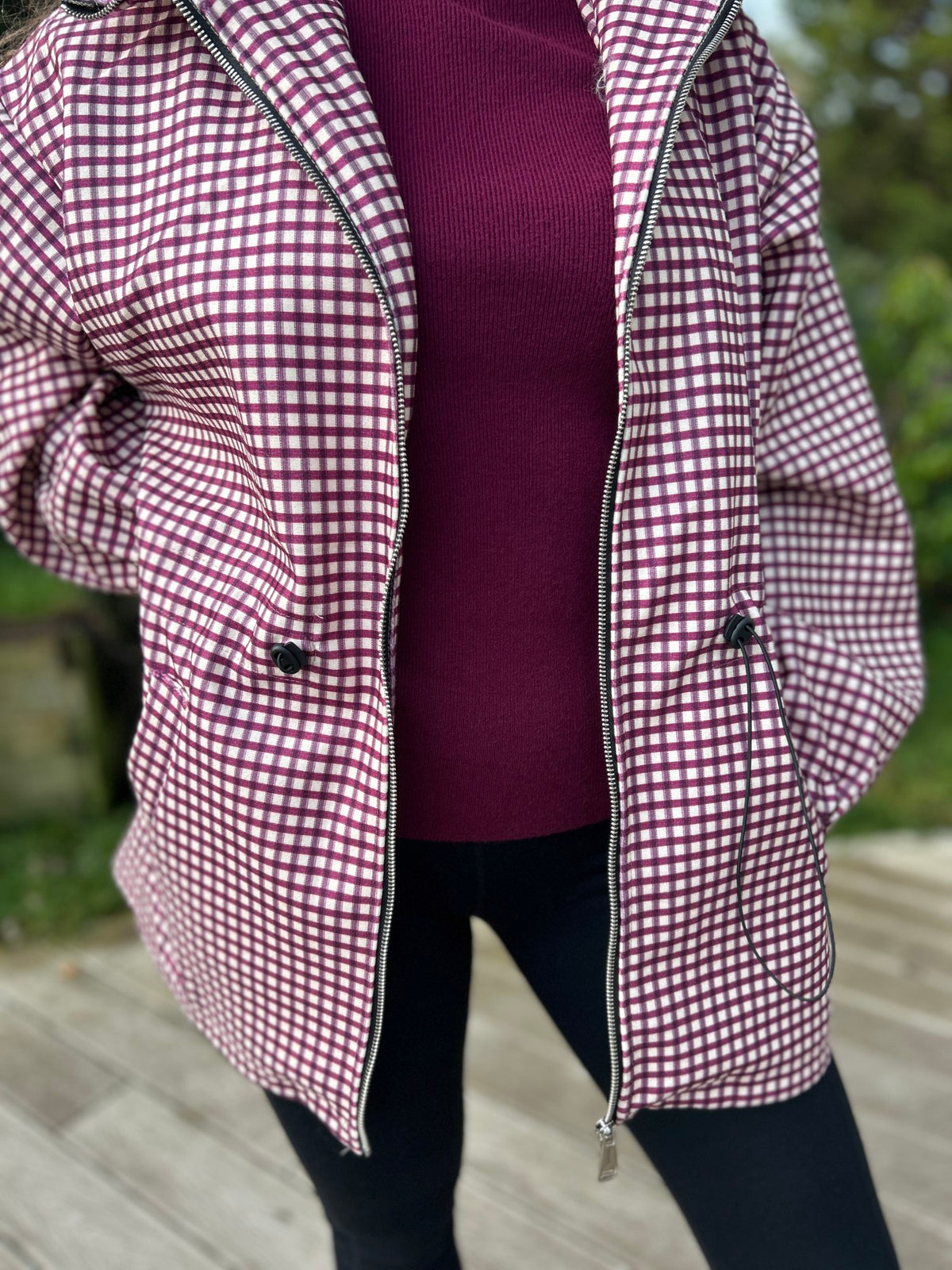 Clarice Check Jacket Burgundy