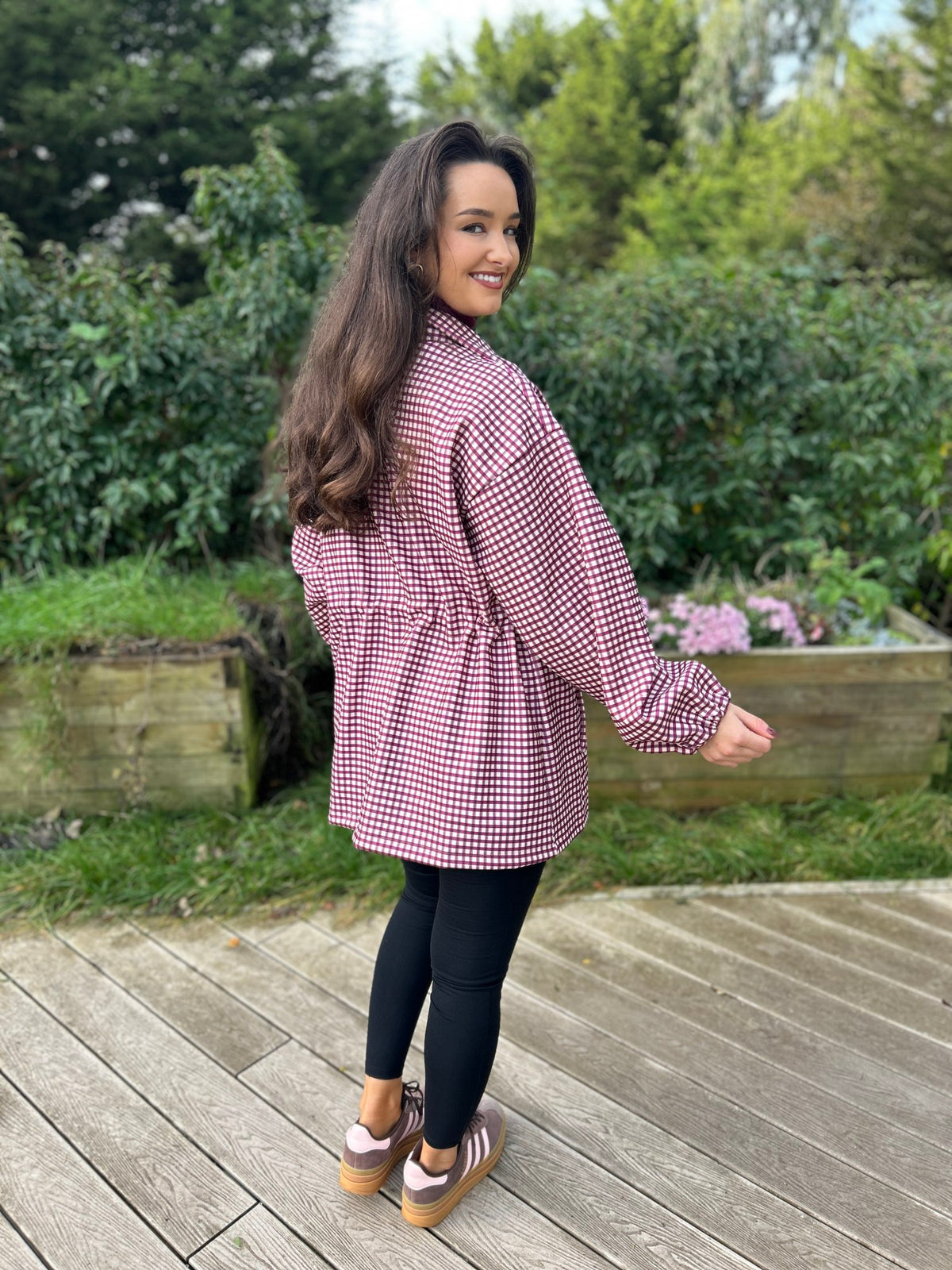 Clarice Check Jacket Burgundy