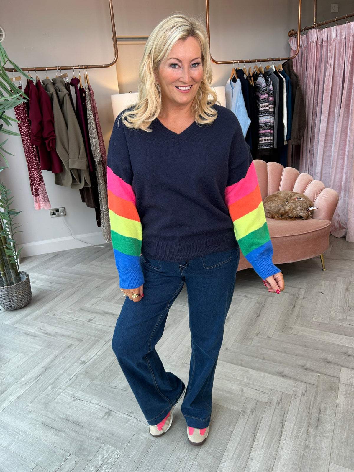 Darcie Navy Rainbow Jumper - Image 3