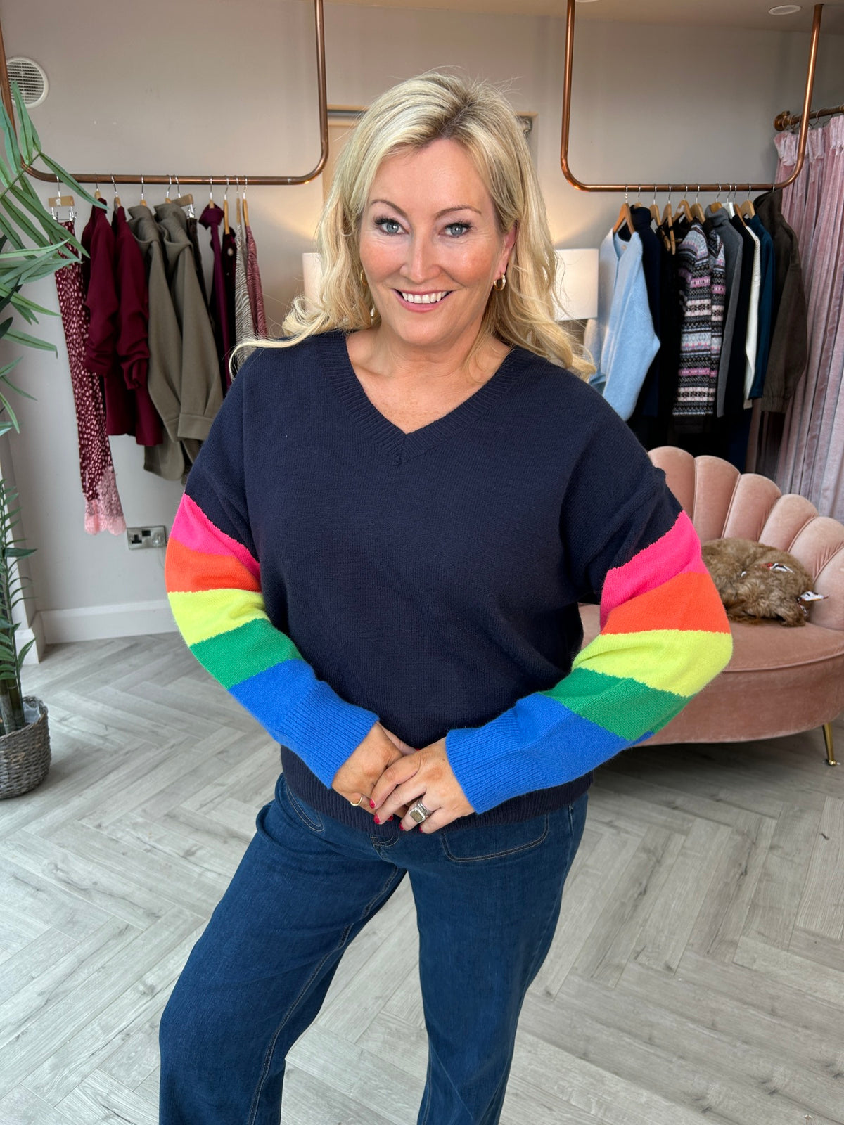 Darcie Navy Rainbow Jumper - Image unknown
