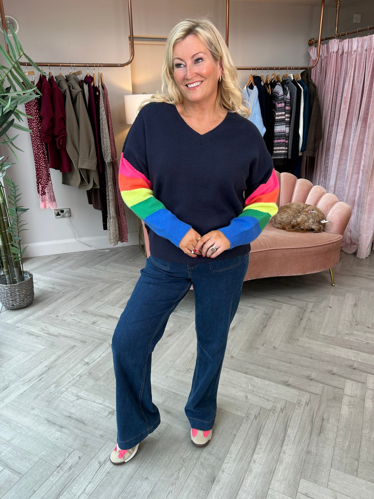 Darcie Navy Rainbow Jumper - Image 4