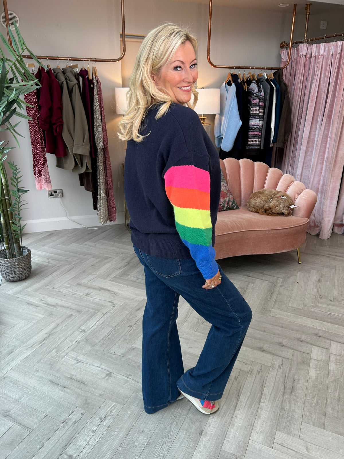 Darcie Navy Rainbow Jumper - Image 1