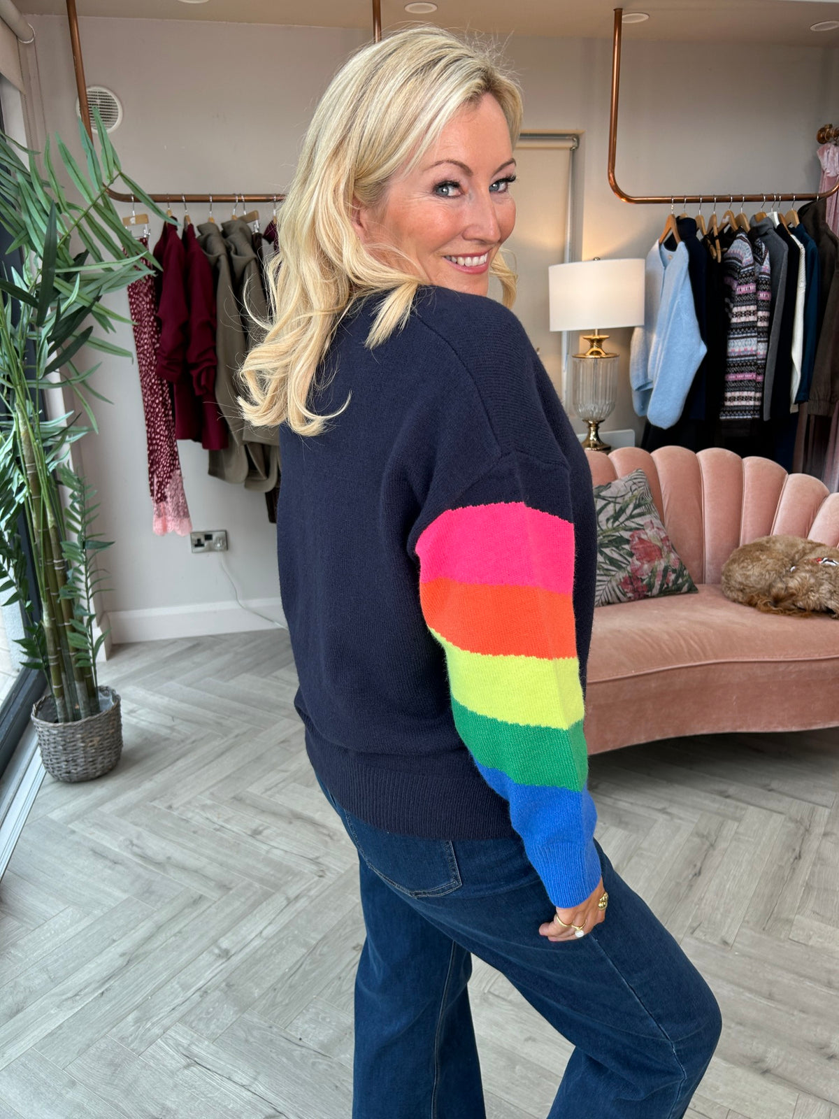 Darcie Navy Rainbow Jumper - Image 5