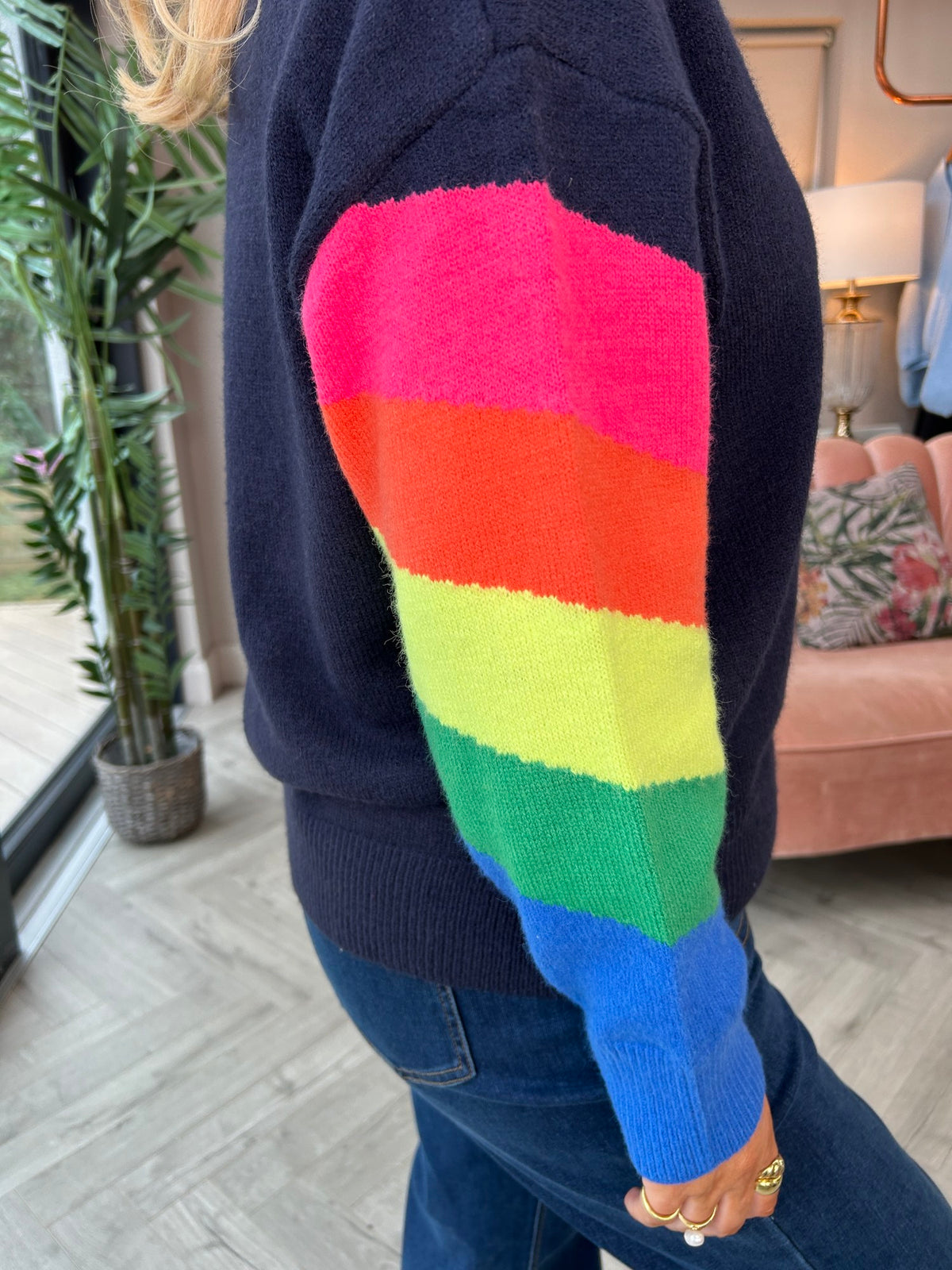 Darcie Navy Rainbow Jumper - Image 6