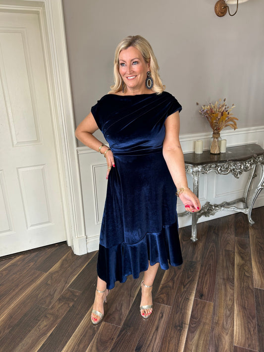 Felicity Dress Navy Velvet - Image unknown
