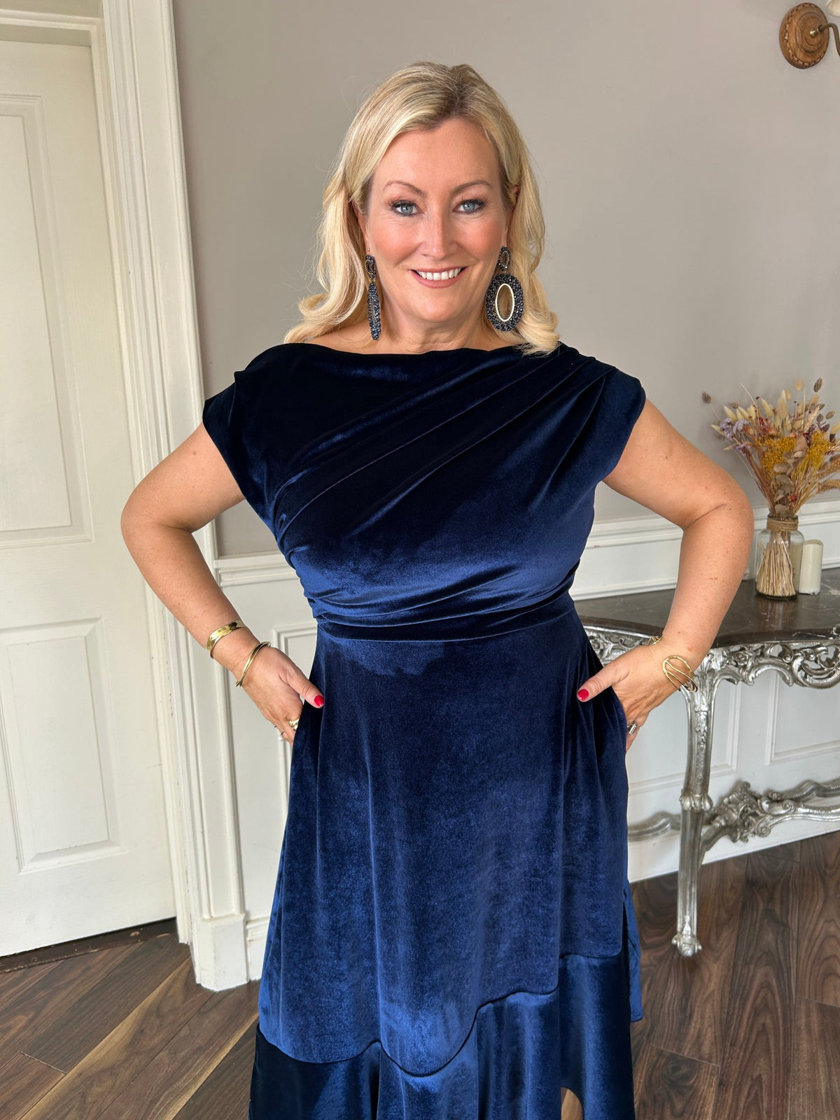 Felicity Dress Navy Velvet - Image 1
