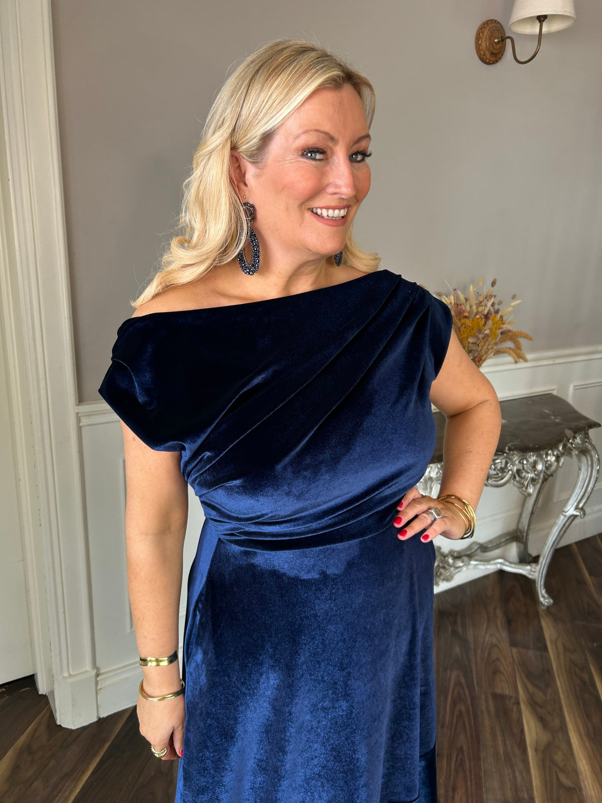 Felicity Dress Navy Velvet - Image 3