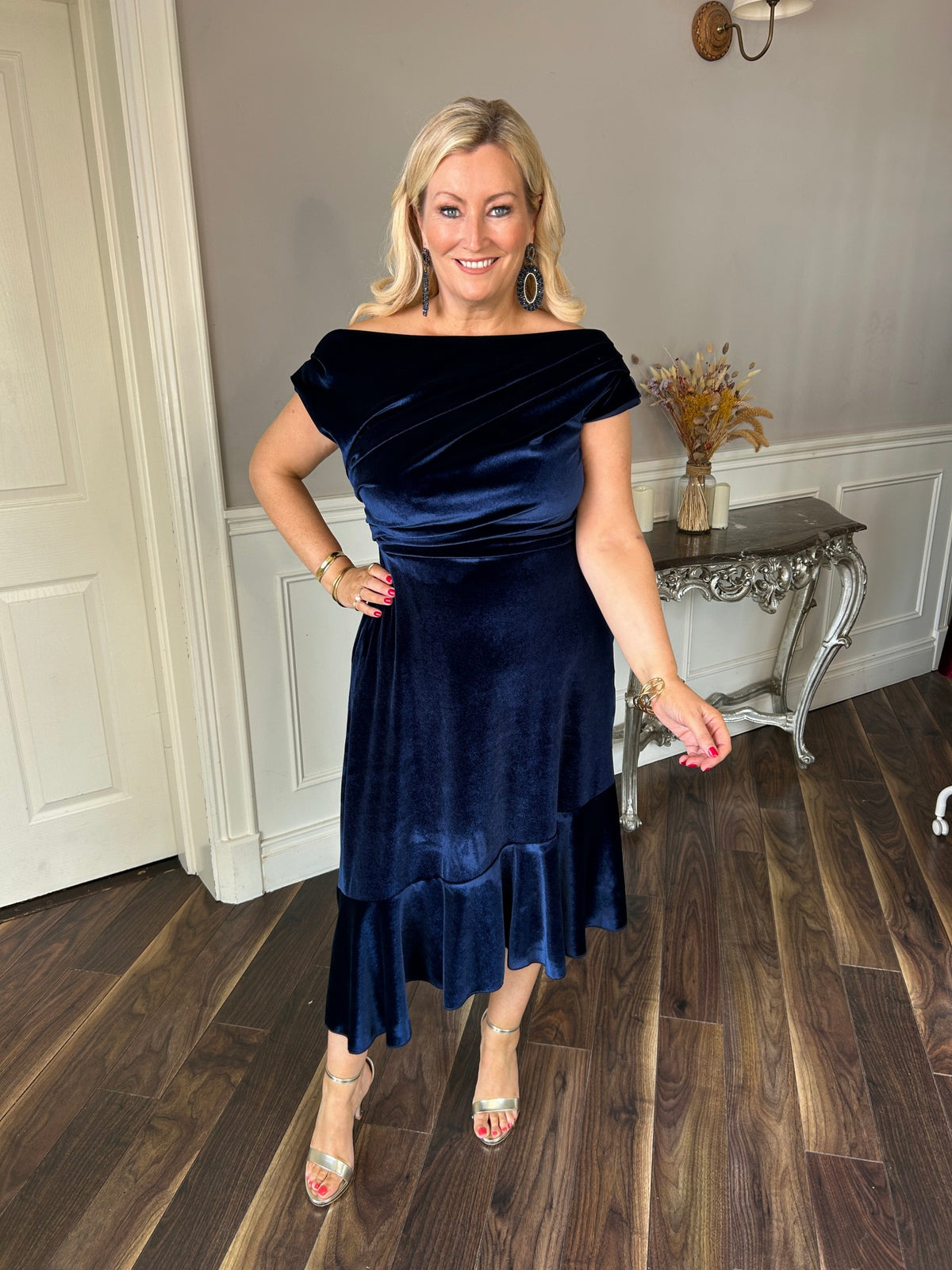 Felicity Dress Navy Velvet - Image 4