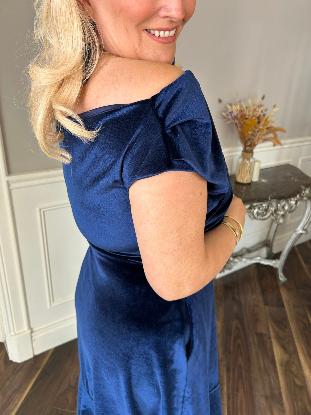 Felicity Dress Navy Velvet - Image 6
