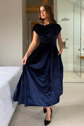 Betty Velvet Dress Navy