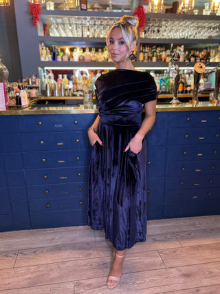 Betty Velvet Dress Navy
