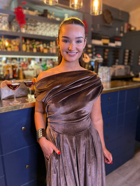 Betty Velvet Dress Chocolate
