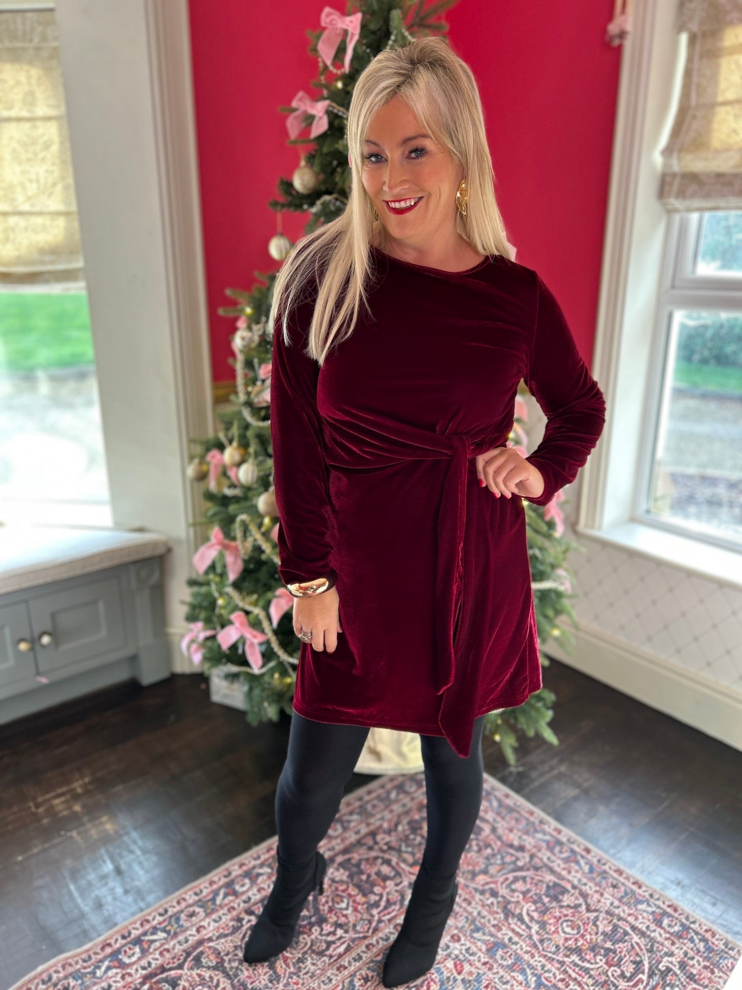 Meg Burgundy Velvet Dress  - Image 3