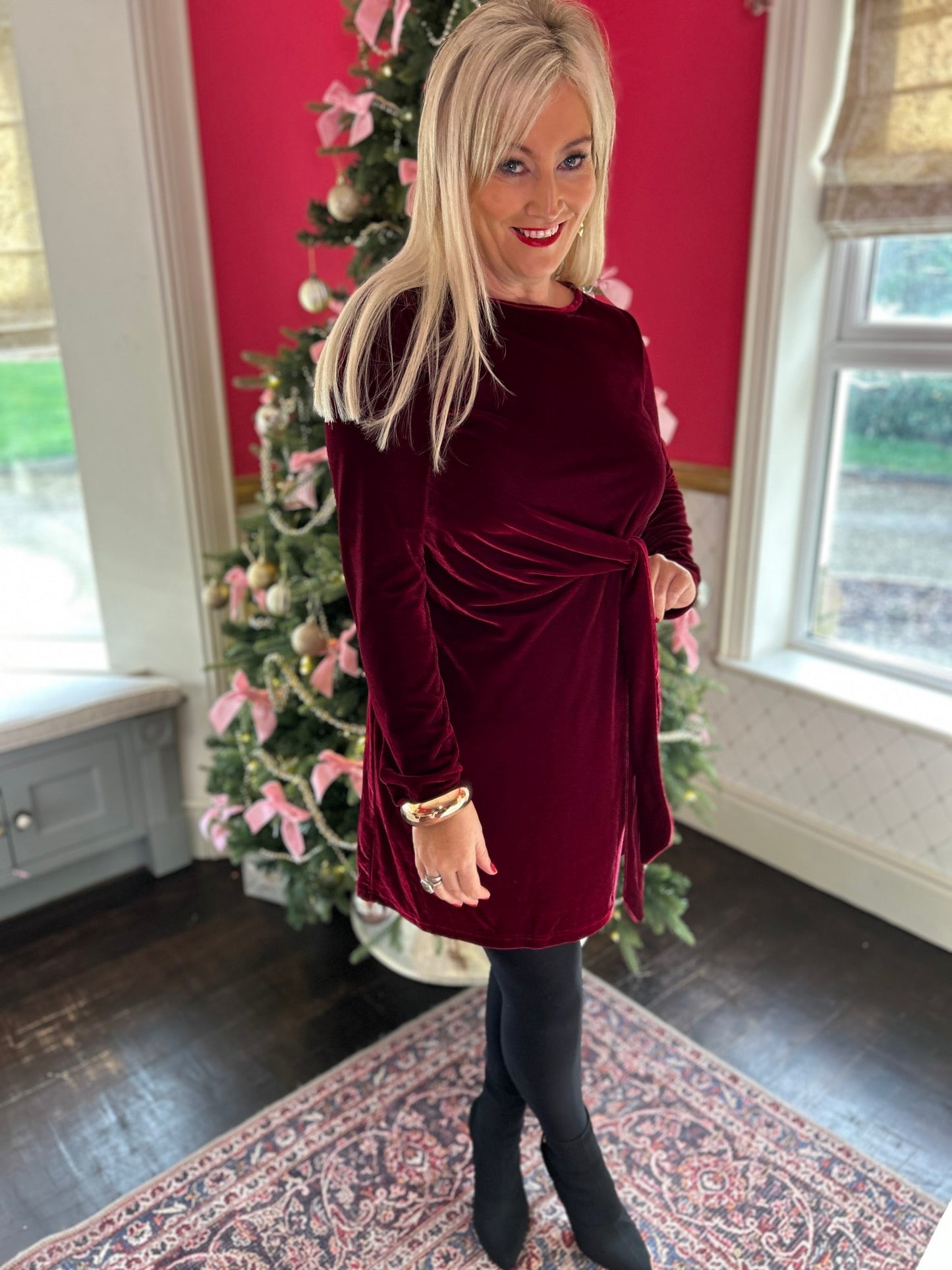 Meg Burgundy Velvet Dress  - Image 4
