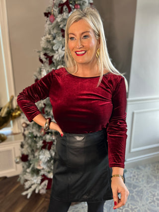 Bri Burgundy Backless Bodysuit - Image 9