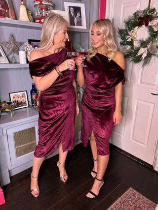 Ariana Wine Velvet Dress - Image 5