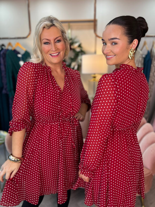 Zoe Red Polka Dot Dress