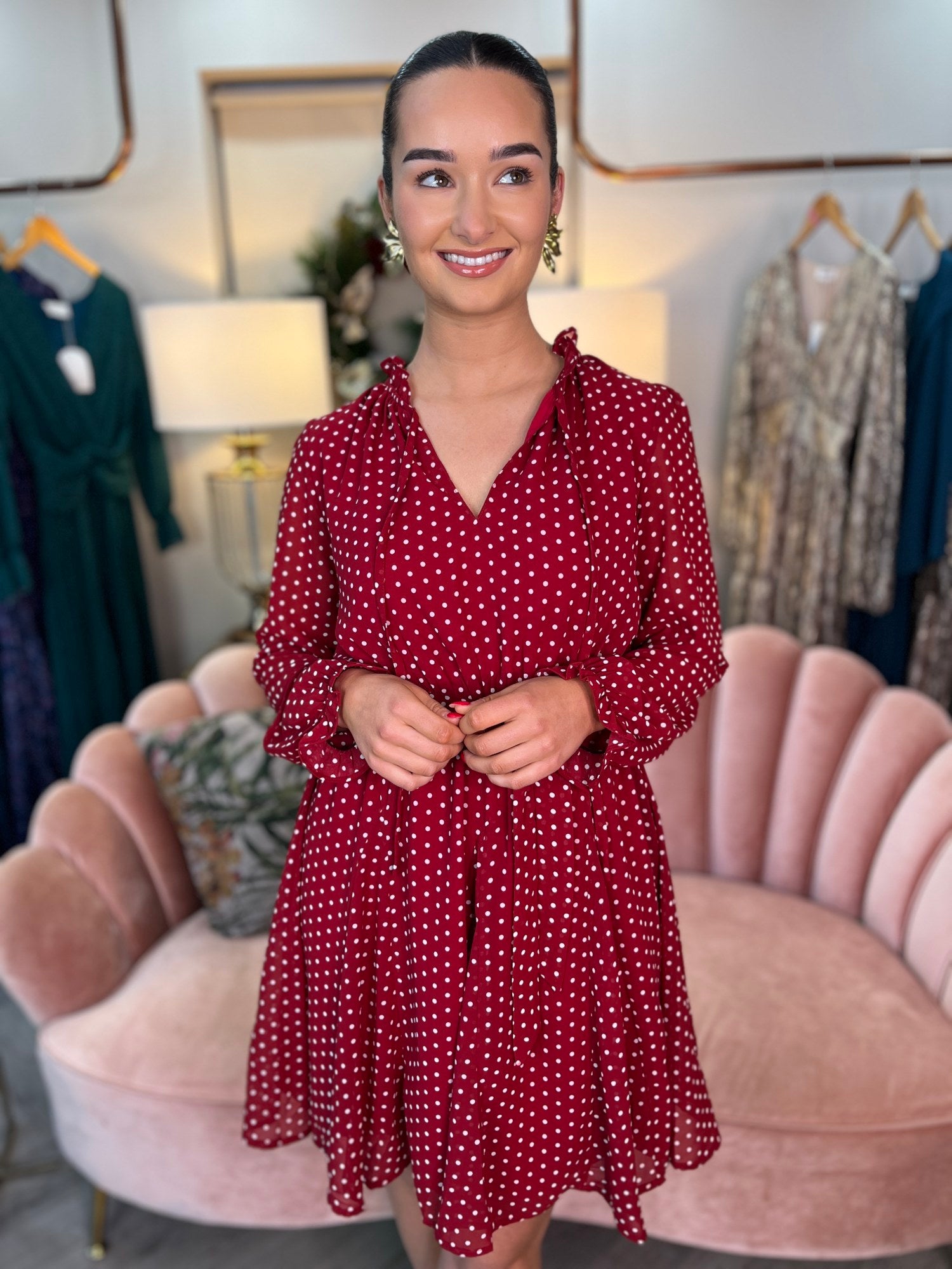 Zoe Red Polka Dot Dress