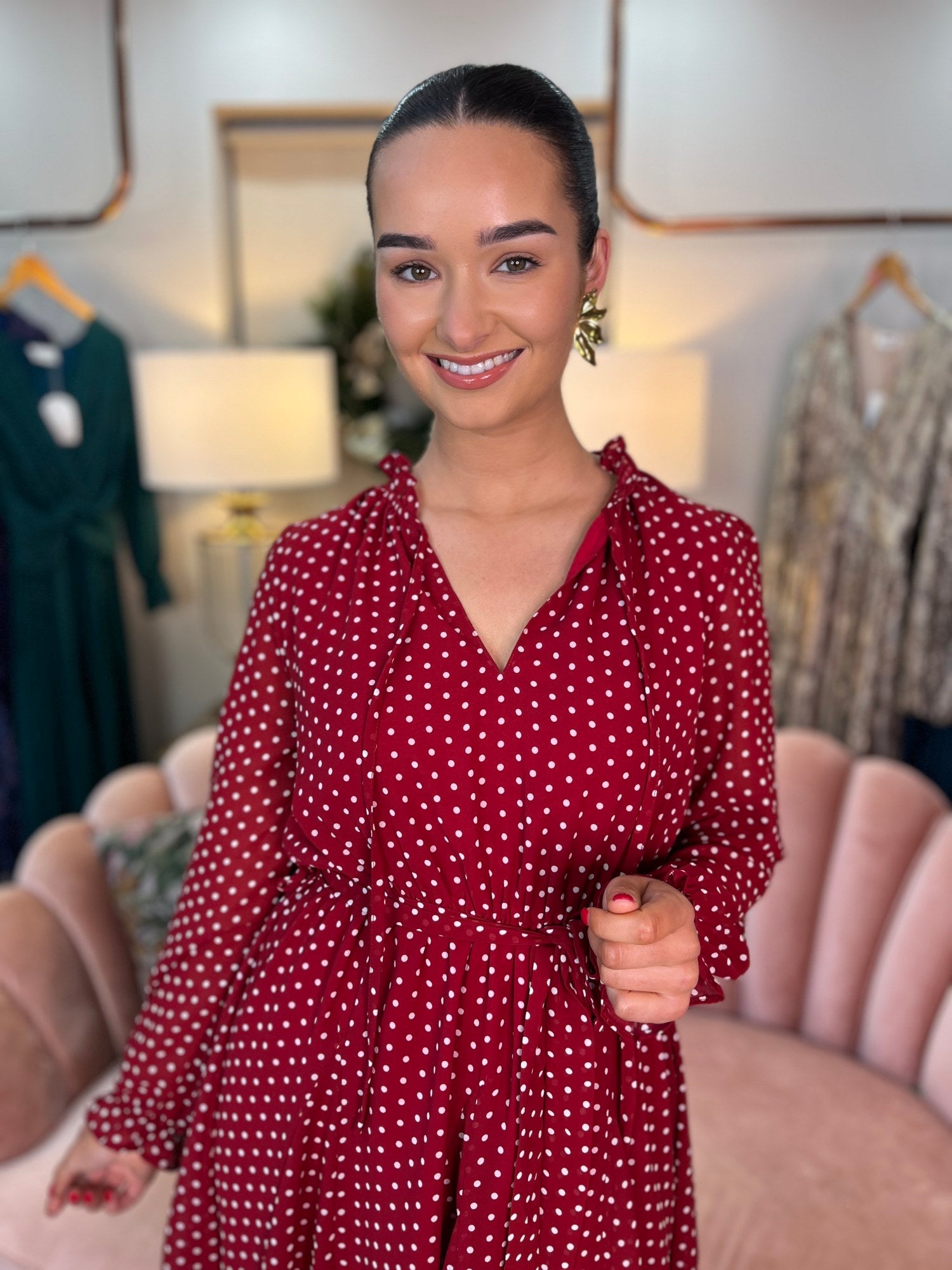Zoe Red Polka Dot Dress