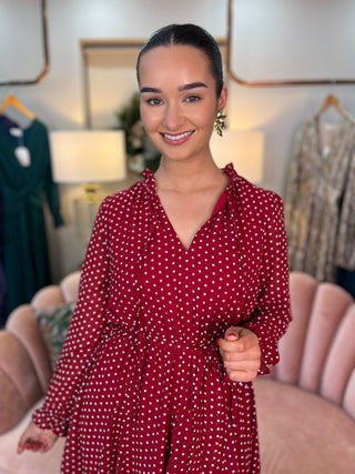 Zoe Red Polka Dot Dress