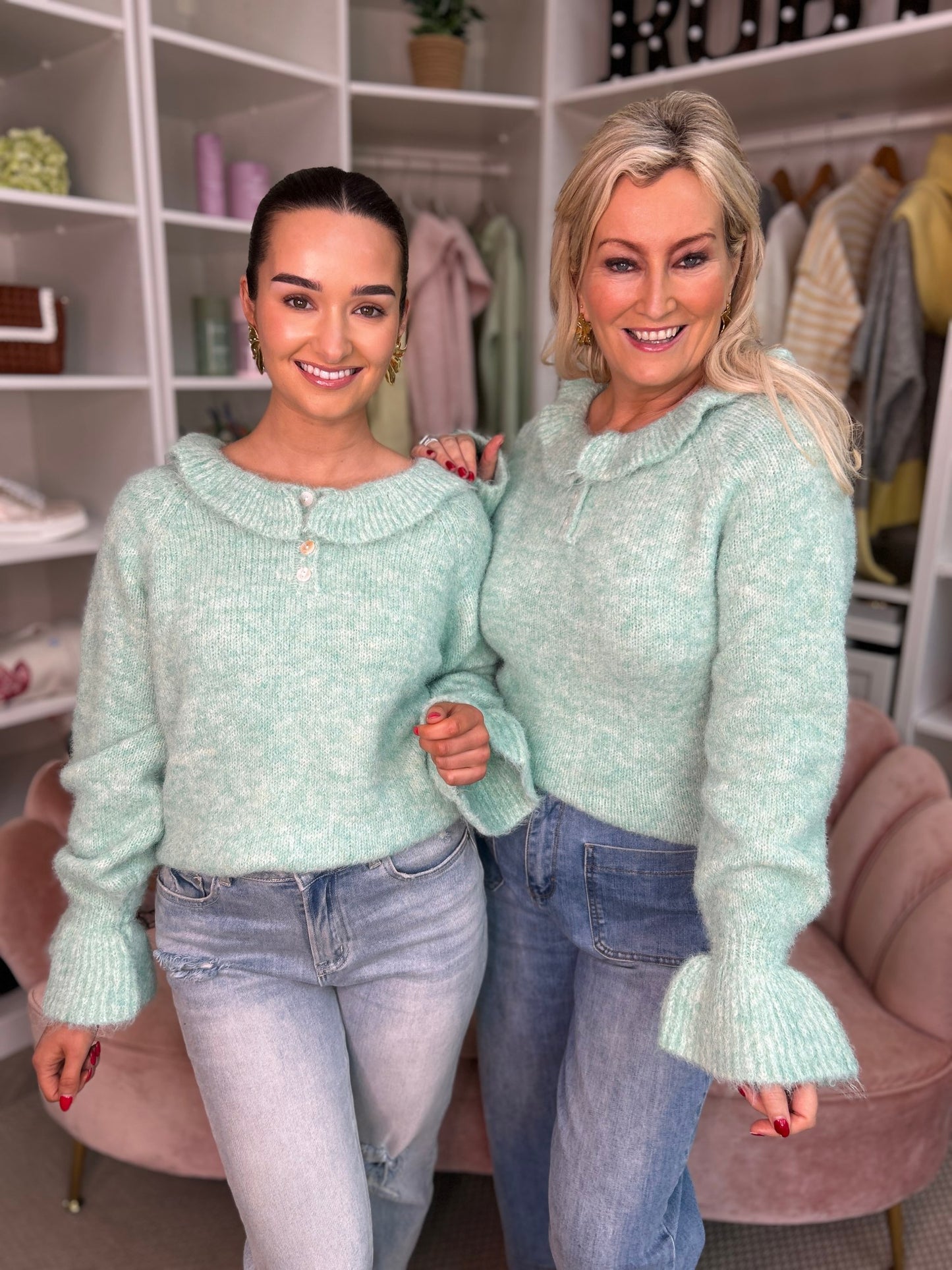 Anais Green Ruffle Jumper - Image 1