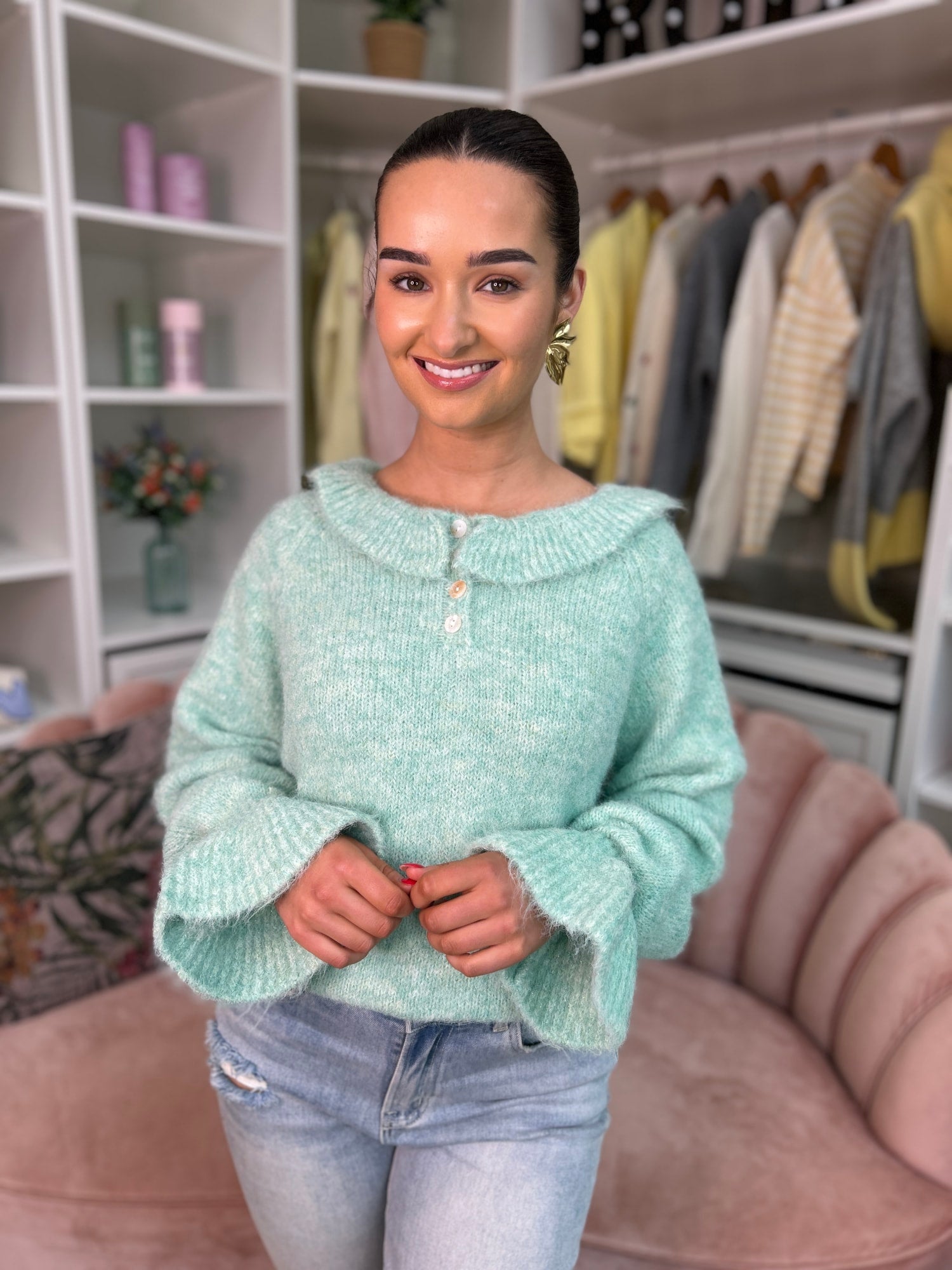 Anais Green Ruffle Jumper - Image 5