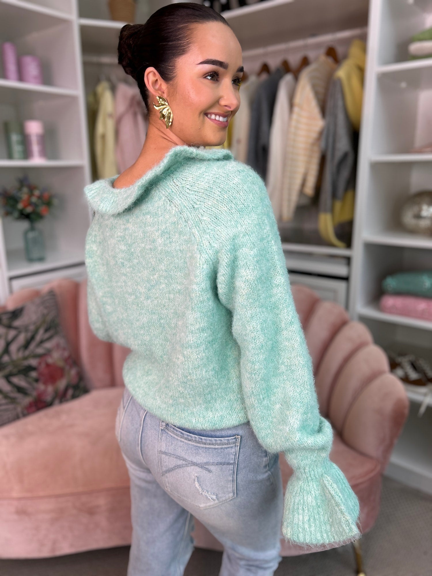 Anais Green Ruffle Jumper - Image 4