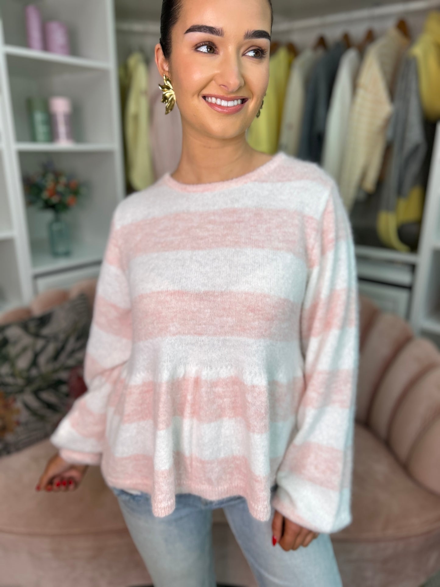 Lila Peplum Jumper Pink - Image 3