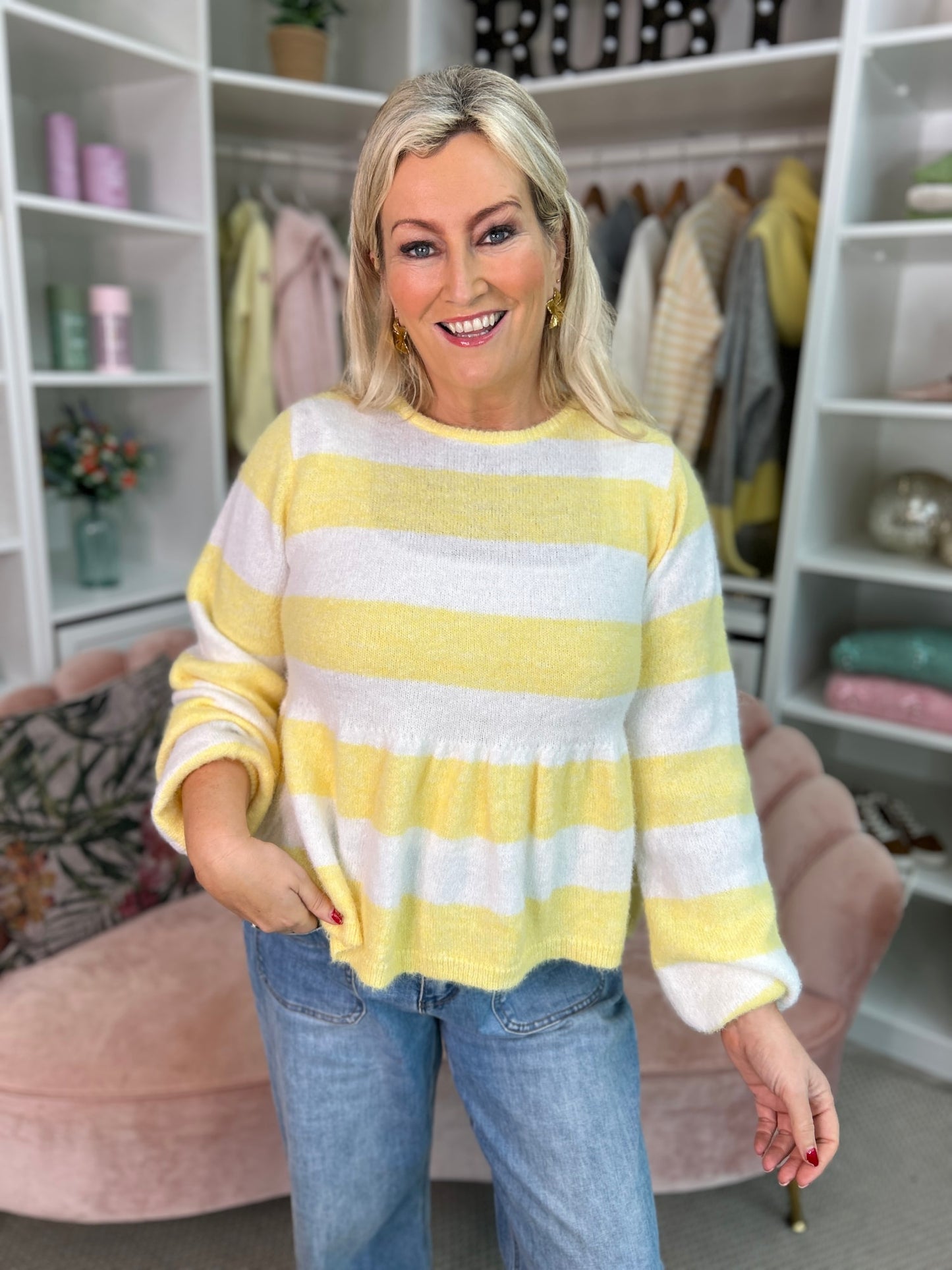 Lila Peplum Jumper Yellow - Image 3