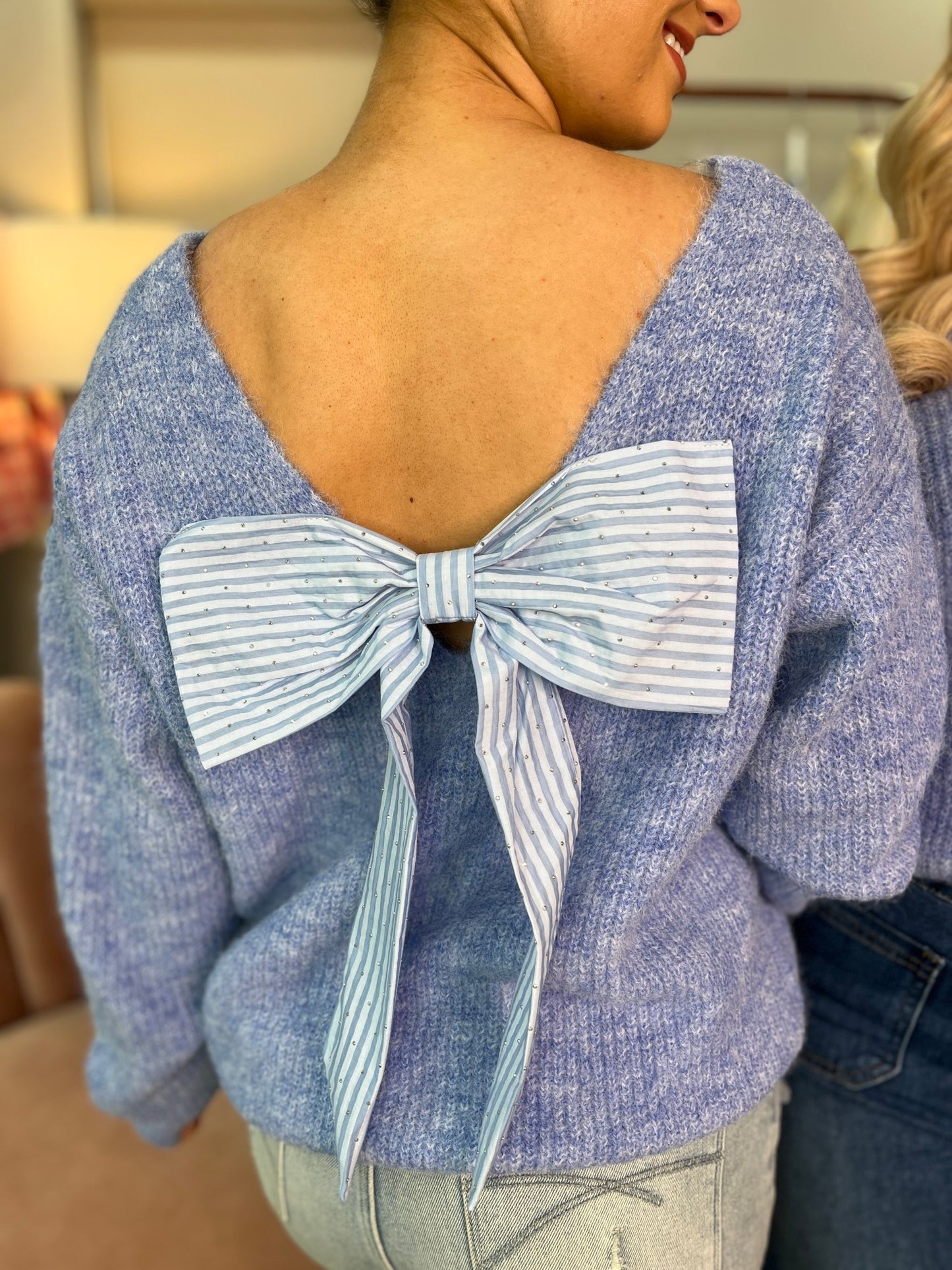 Belle Blue Bow Knit