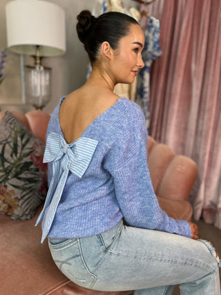 Belle Blue Bow Knit