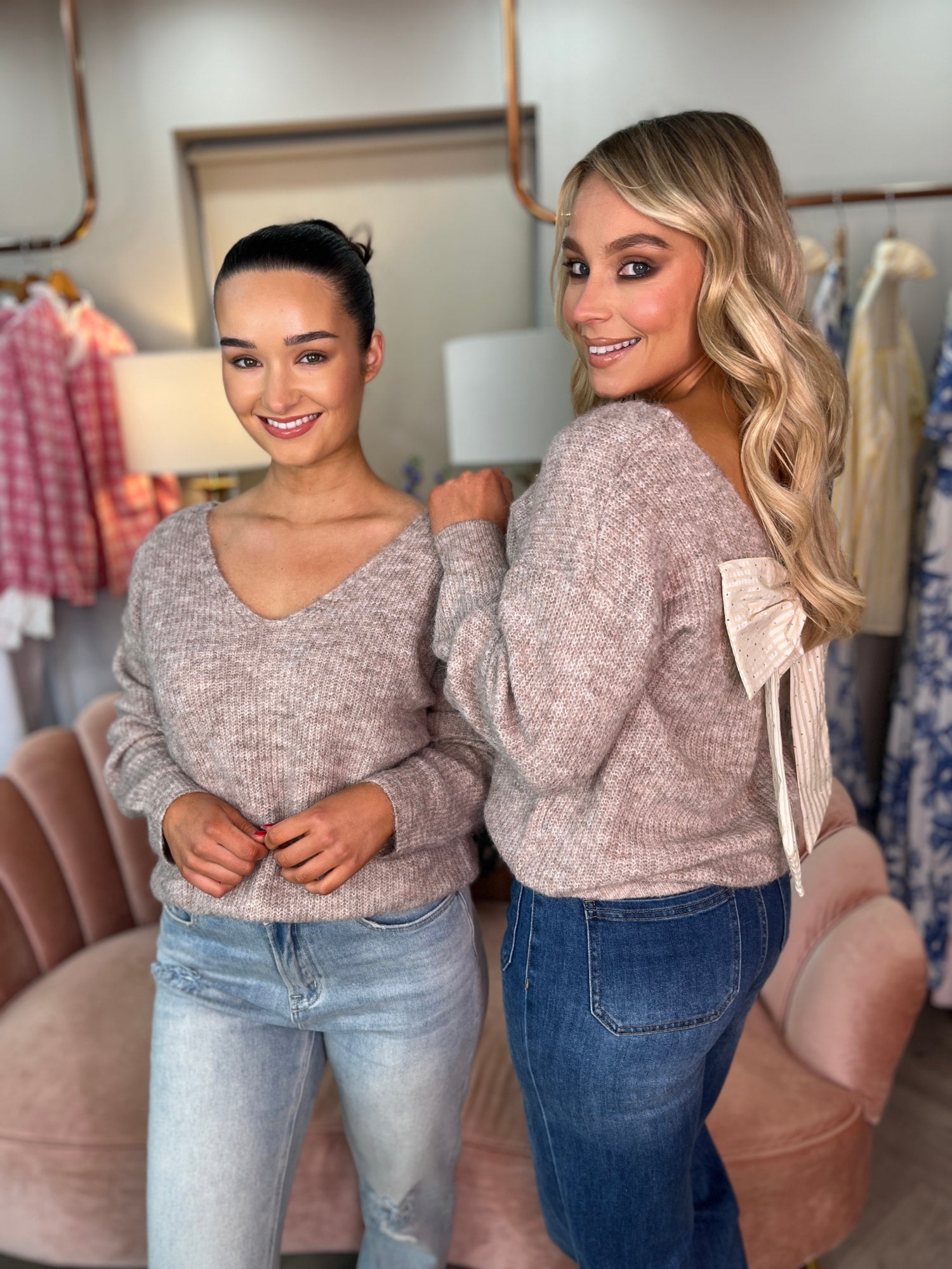 Belle Taupe Bow Knit 