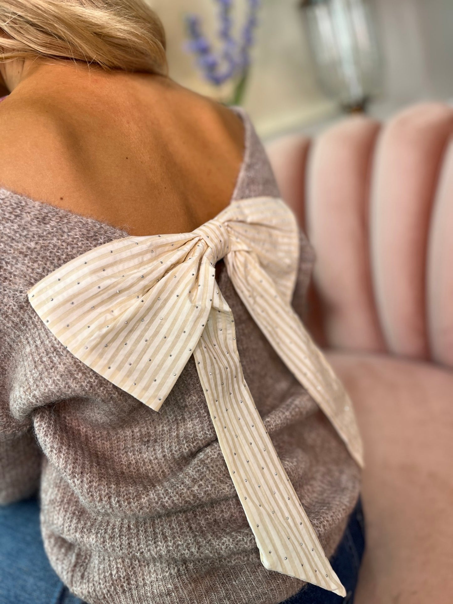 Belle Taupe Bow Knit 