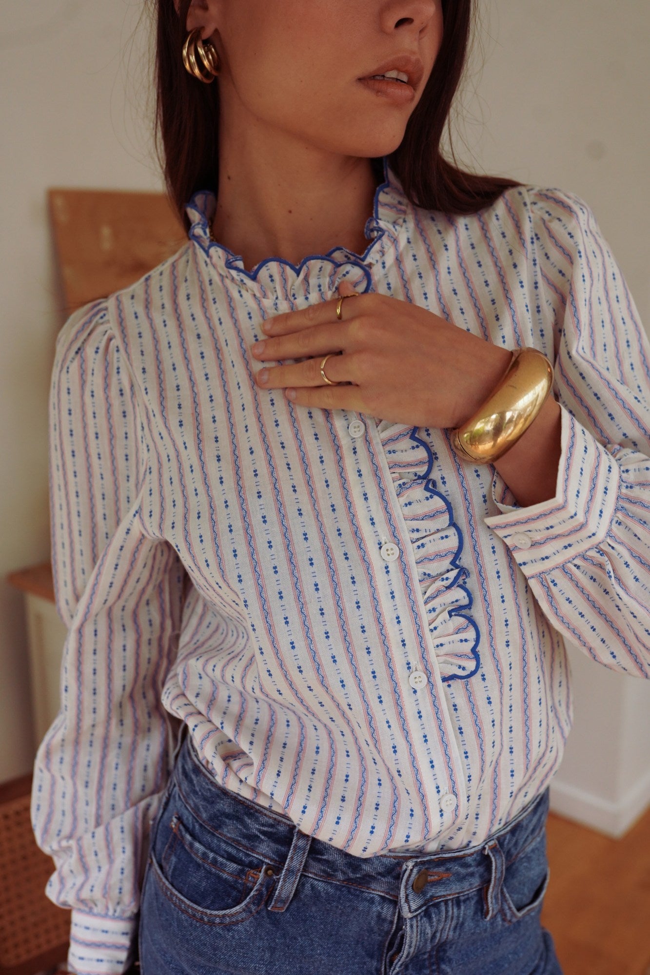 Olivia Blue & Pink Stripe Shirt - Image unknown