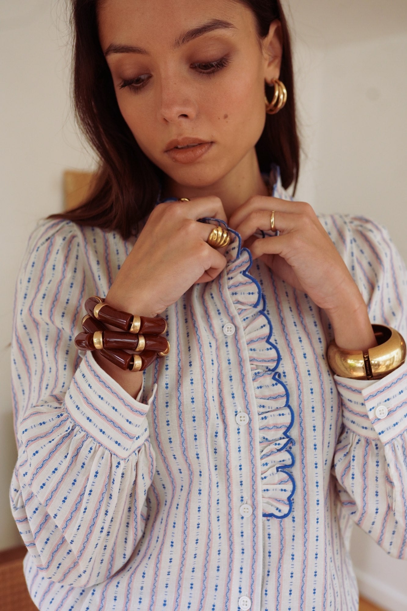 Olivia Blue & Pink Stripe Shirt - Image unknown