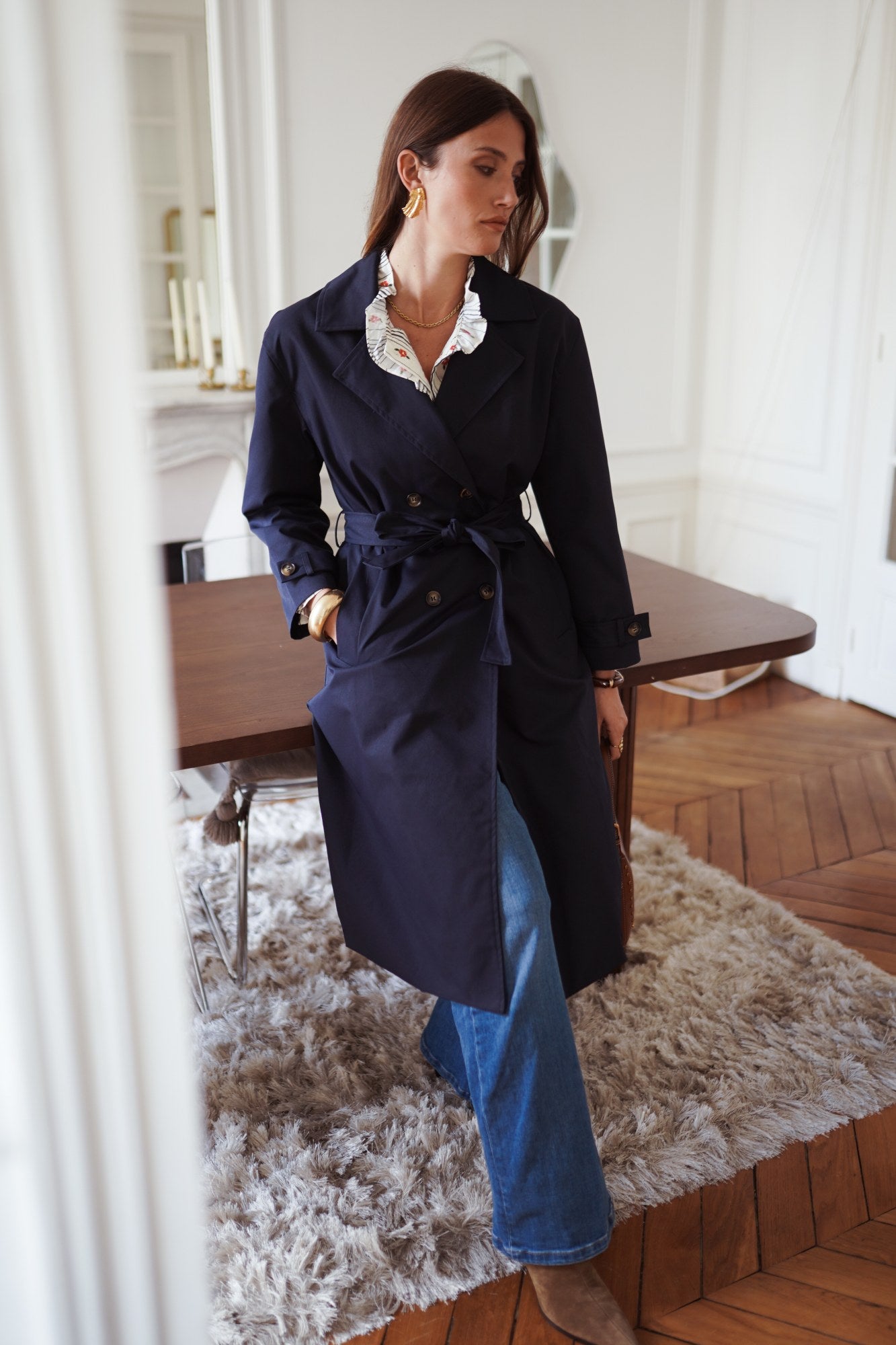 Addison Trench  Coat Navy - Image unknown