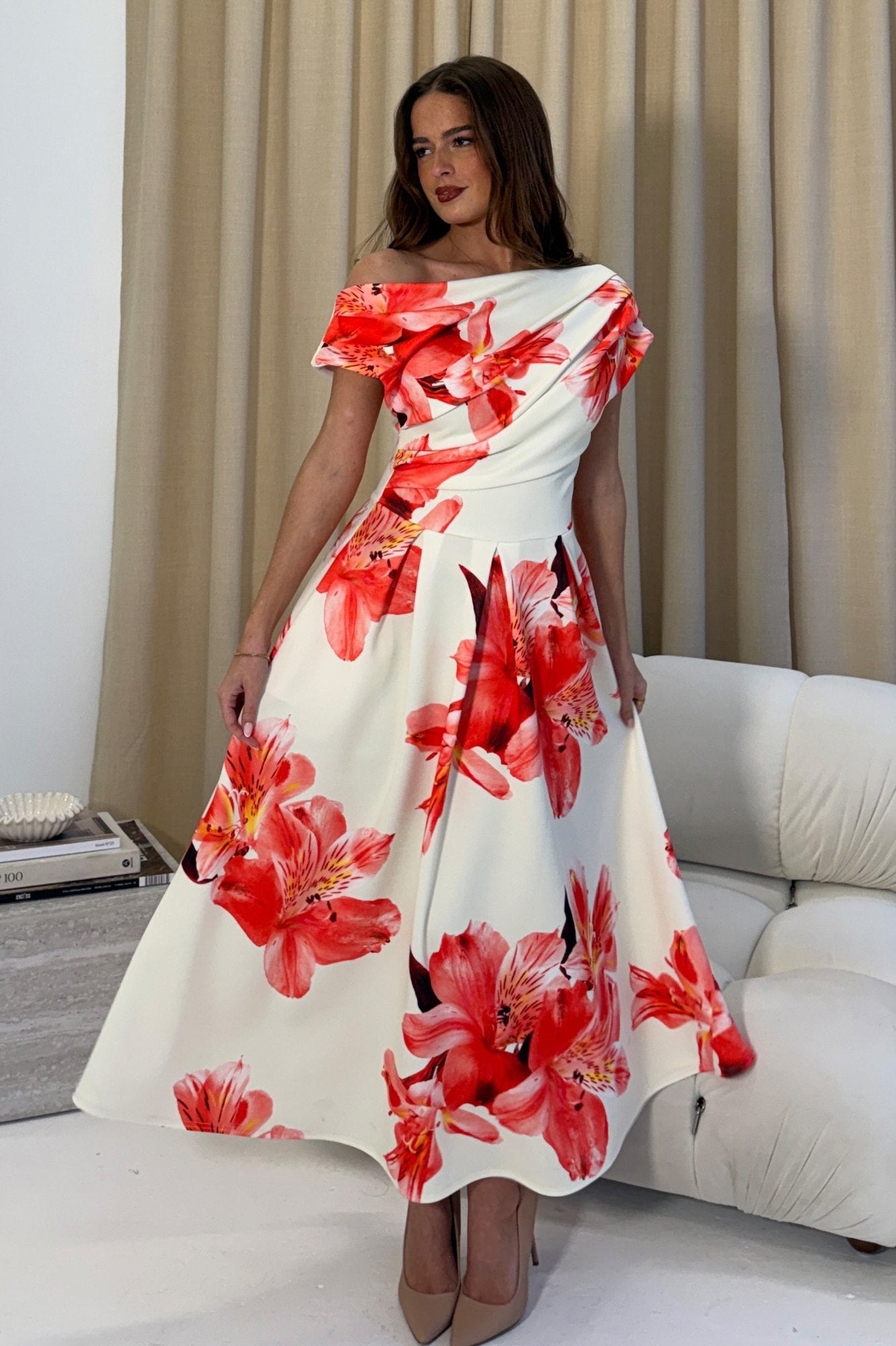 Betty Skater Dress Orange Floral