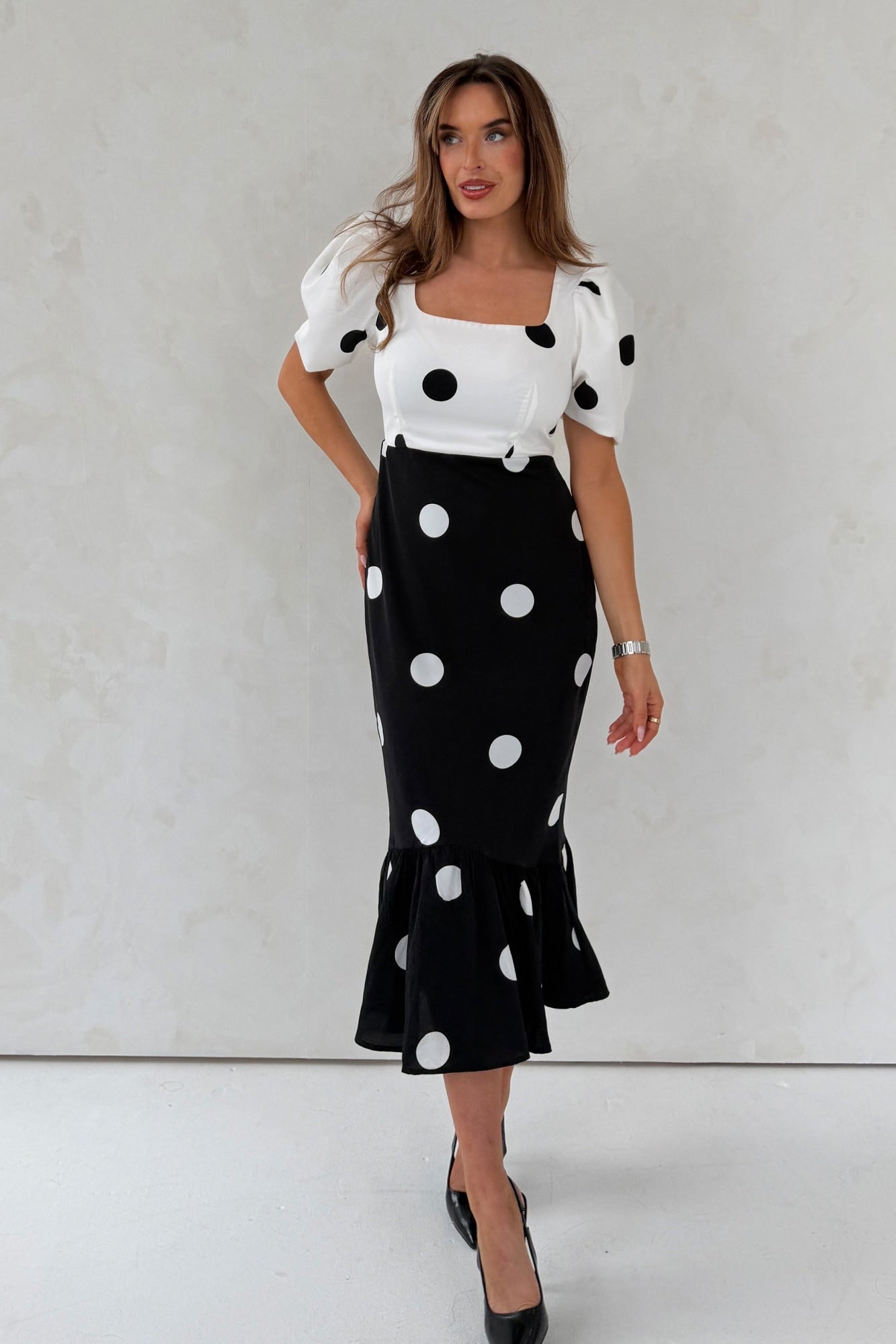 Jennifer Contrast Spot Dress - Image 2