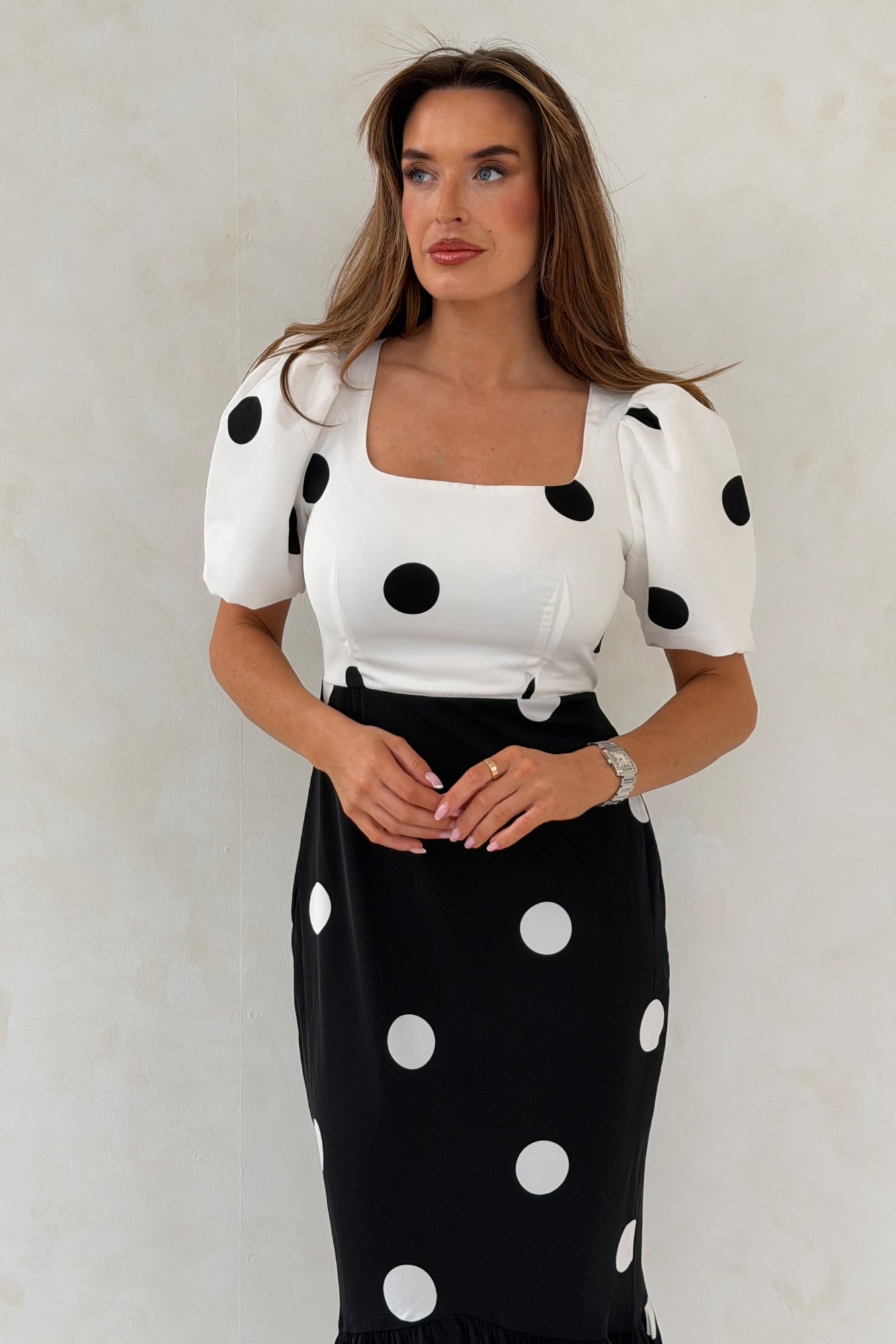 Jennifer Contrast Spot Dress - Image 3