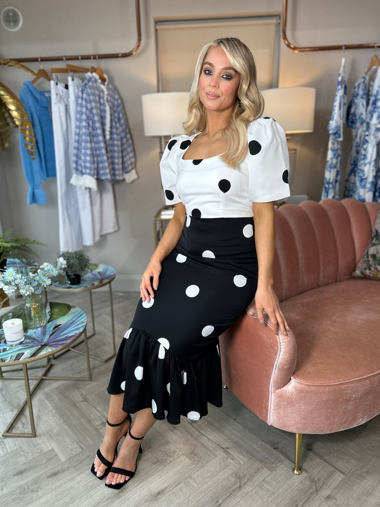 Jennifer Contrast Spot Dress - Image 6