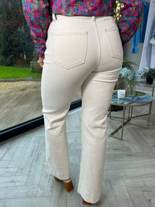 Callie Cream Flared Jeans - Image 1