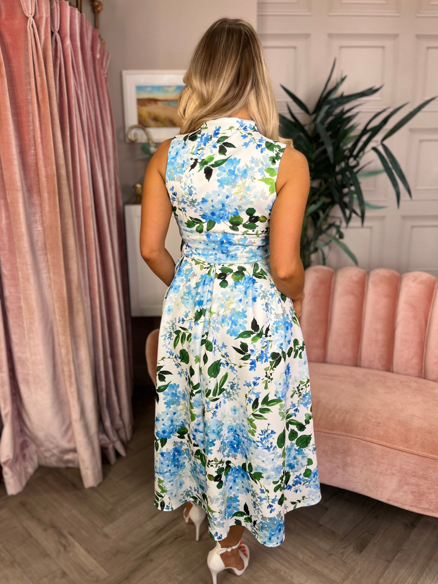 Ameya Midi Dress Blue Floral - Image 3