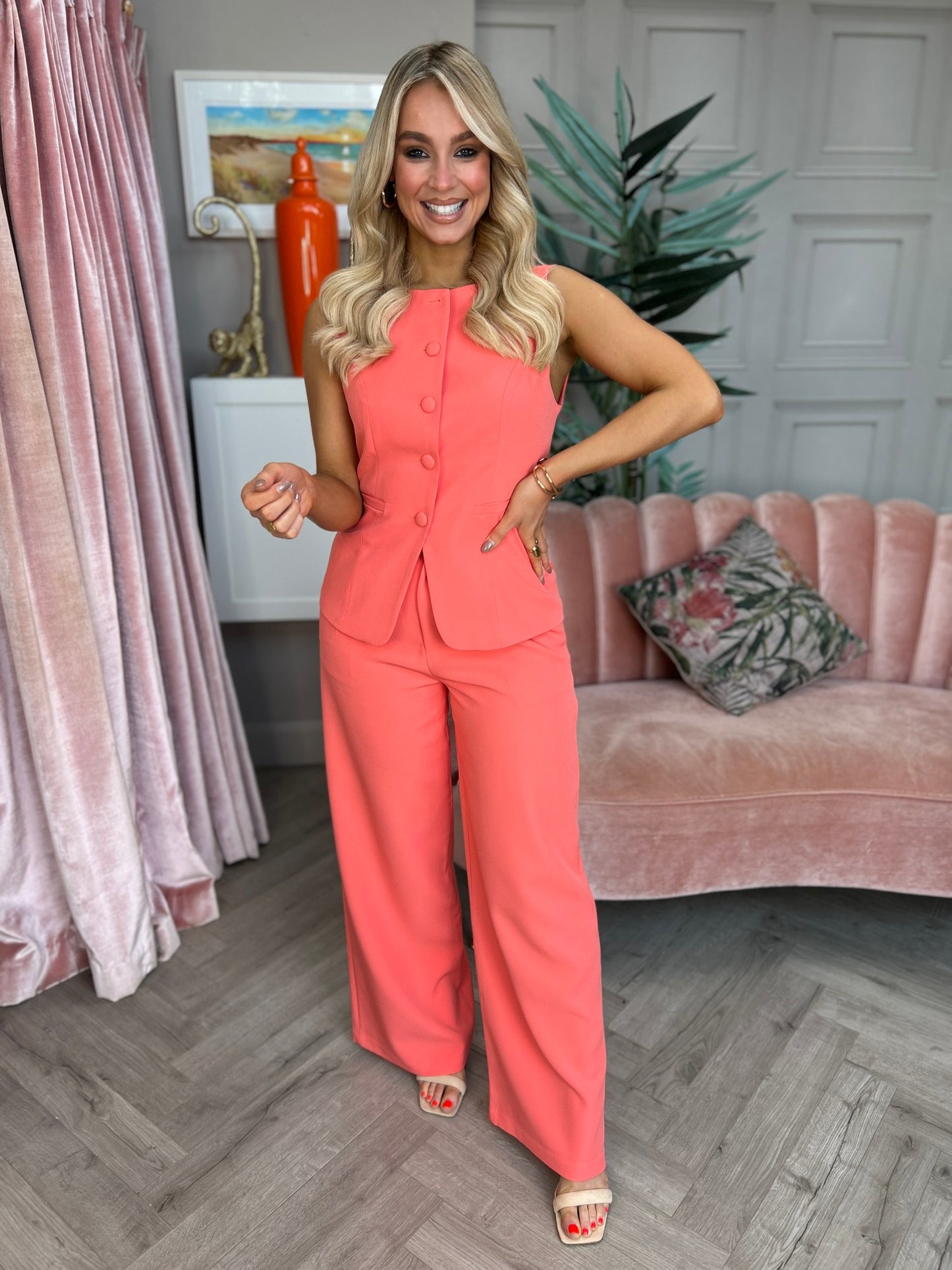 Melody Waistcoat Coral - Image 1